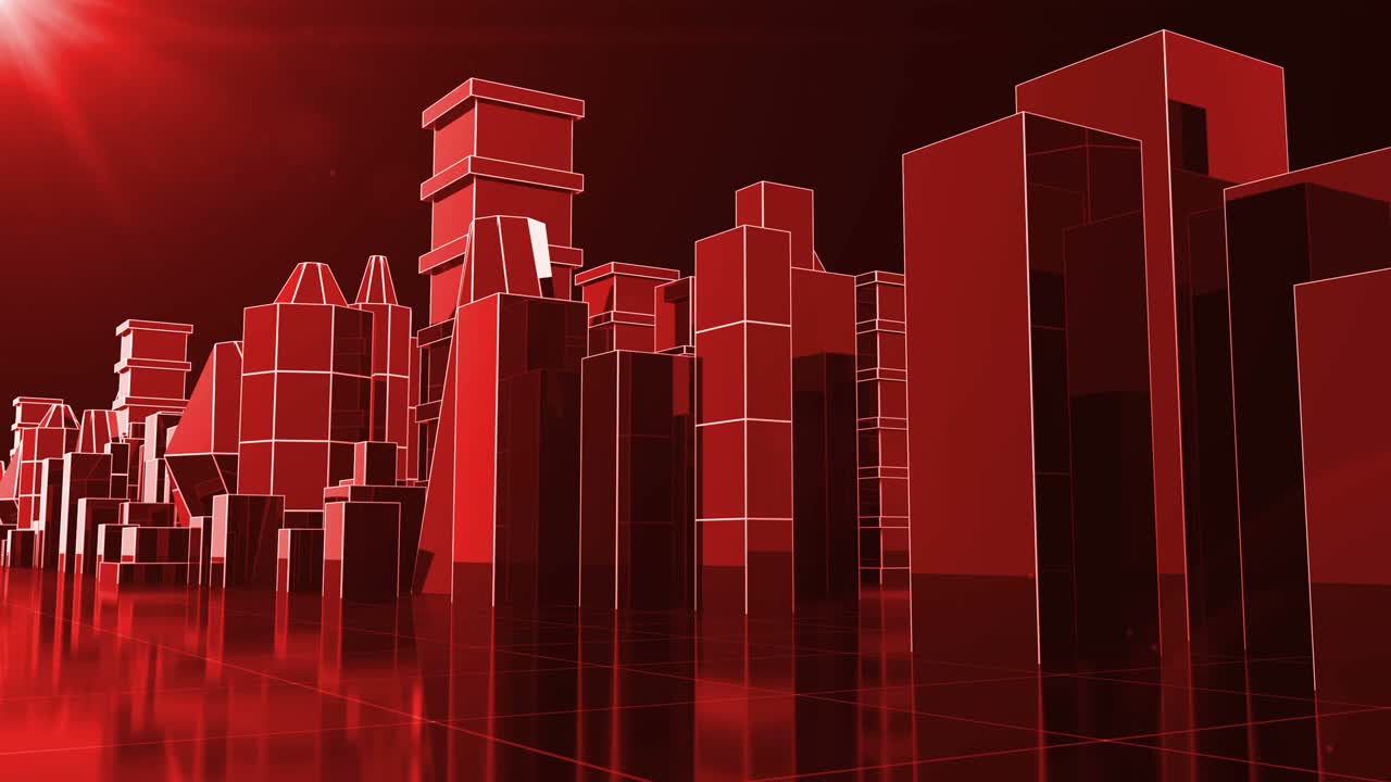 Red Loop Abstract Digital City Background