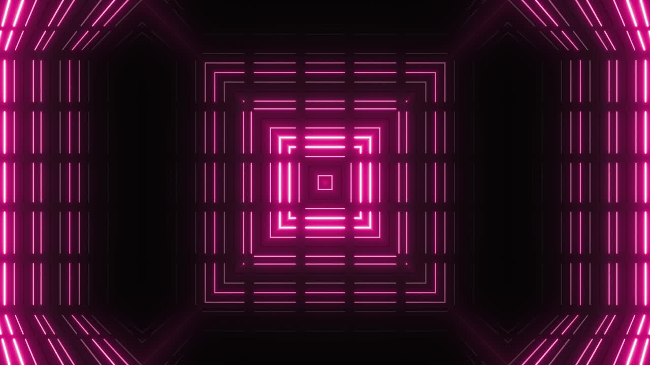 Tunnel geometrico al neon rosa