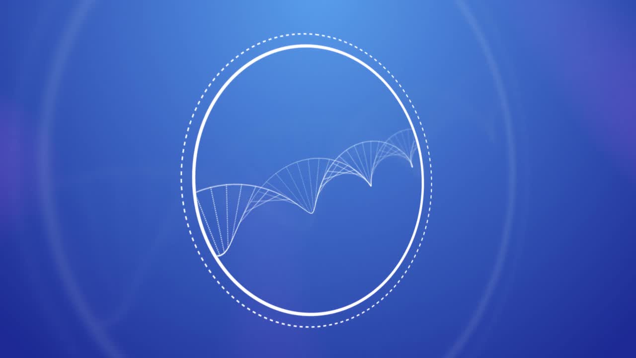 파란색 배경에 원을 형성하는 3dna 구조