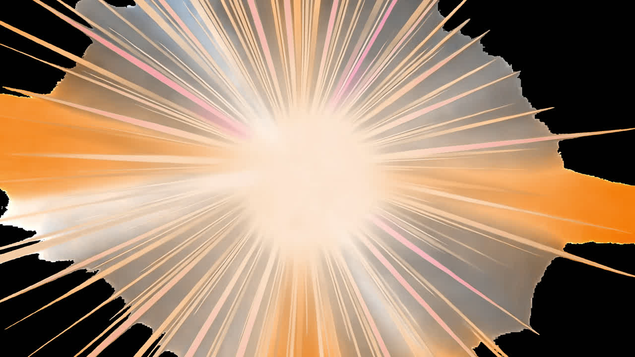 Dynamic cosmic explosion light burst animated overlay, transparent 4K video, alpha channel, ProRes