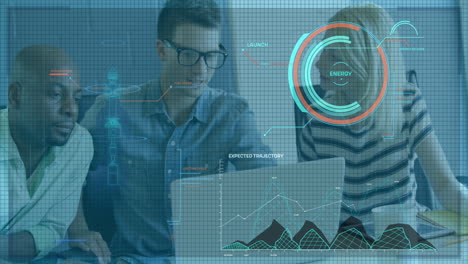 animación del procesamiento de datos sobre diversas personas de negocios en la oficina