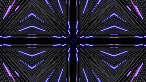 composición simétrica abstracta, elementos 3d se iluminan como bombillas con luz de neón multicolor. bg en bucle para espectáculos o eventos, exposiciones, festivales o conciertos, videos musicales, dj o vj para clubes nocturnos.