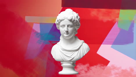 classical bust on vibrant abstract background