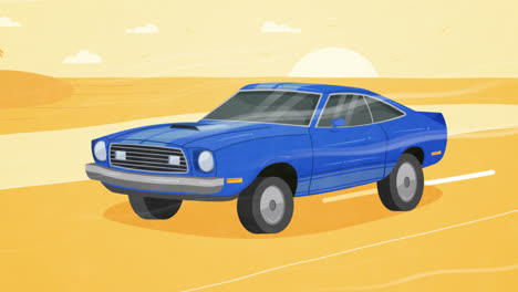 an animation of flat design muscle car illustration