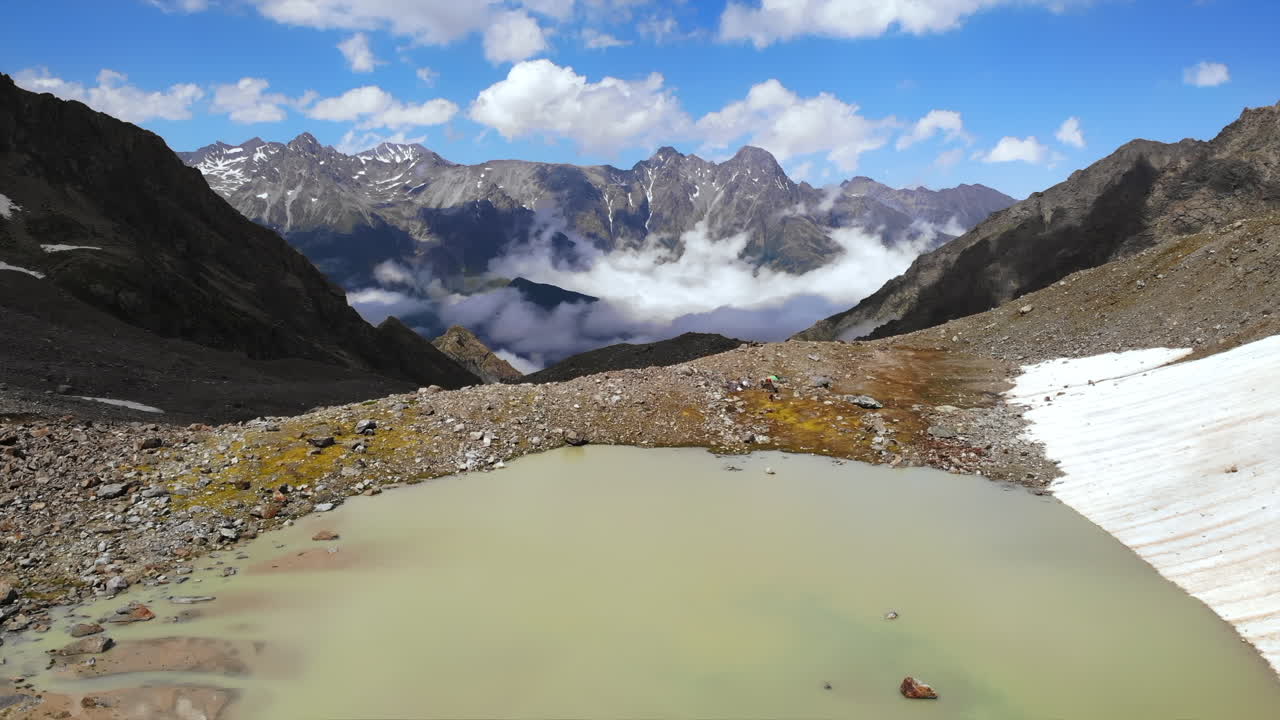 Mountain Landscape with Lake and Clouds