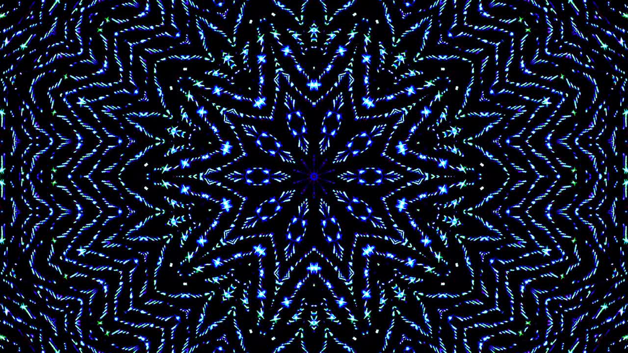 onda de luz puntos abstractos conjunto de color azul caleidoscopio fondo negro