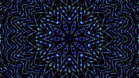 light wave abstract dots set blue color kaleidoscope black background