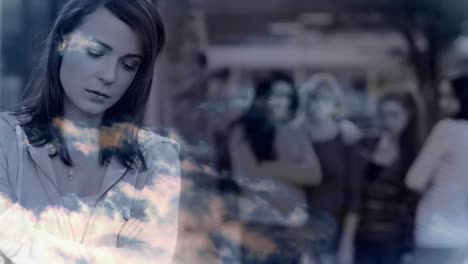 animación digital de una mujer siendo acosada por amigos 4k