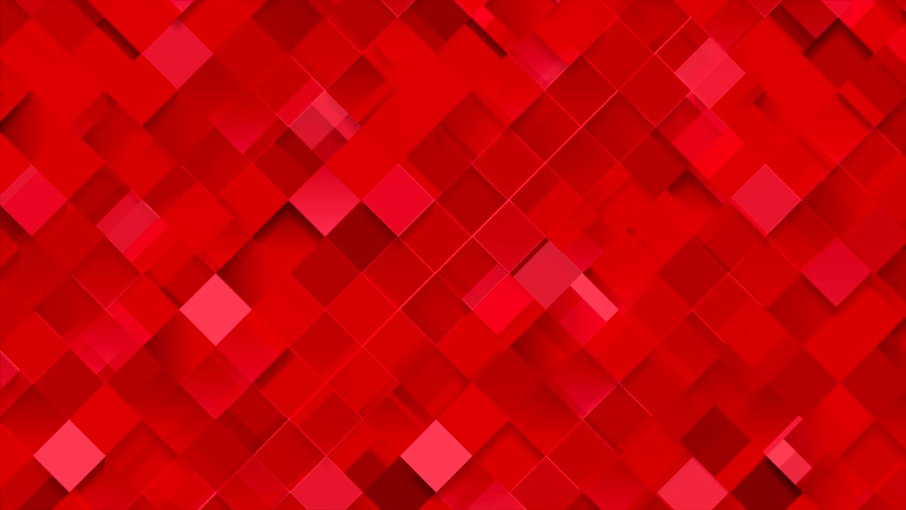 Animazione video a mosaico di quadrati geometrici rosso brillante