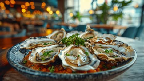 fresh oysters at a restaurant