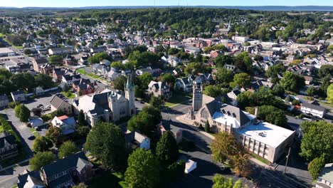 orbit aerial of american small town