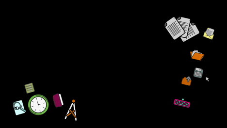 iconos coloridos que se mueven sobre un fondo negro