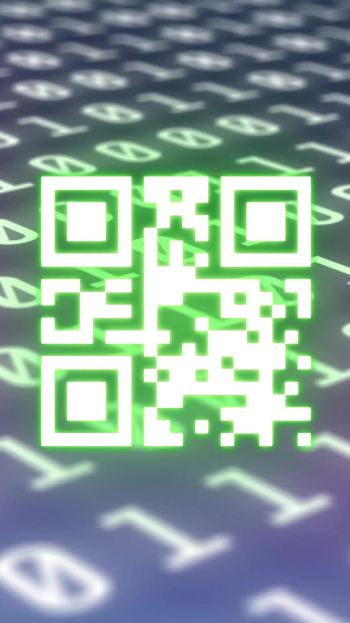 Animation of qr code and binary coding digital data processing