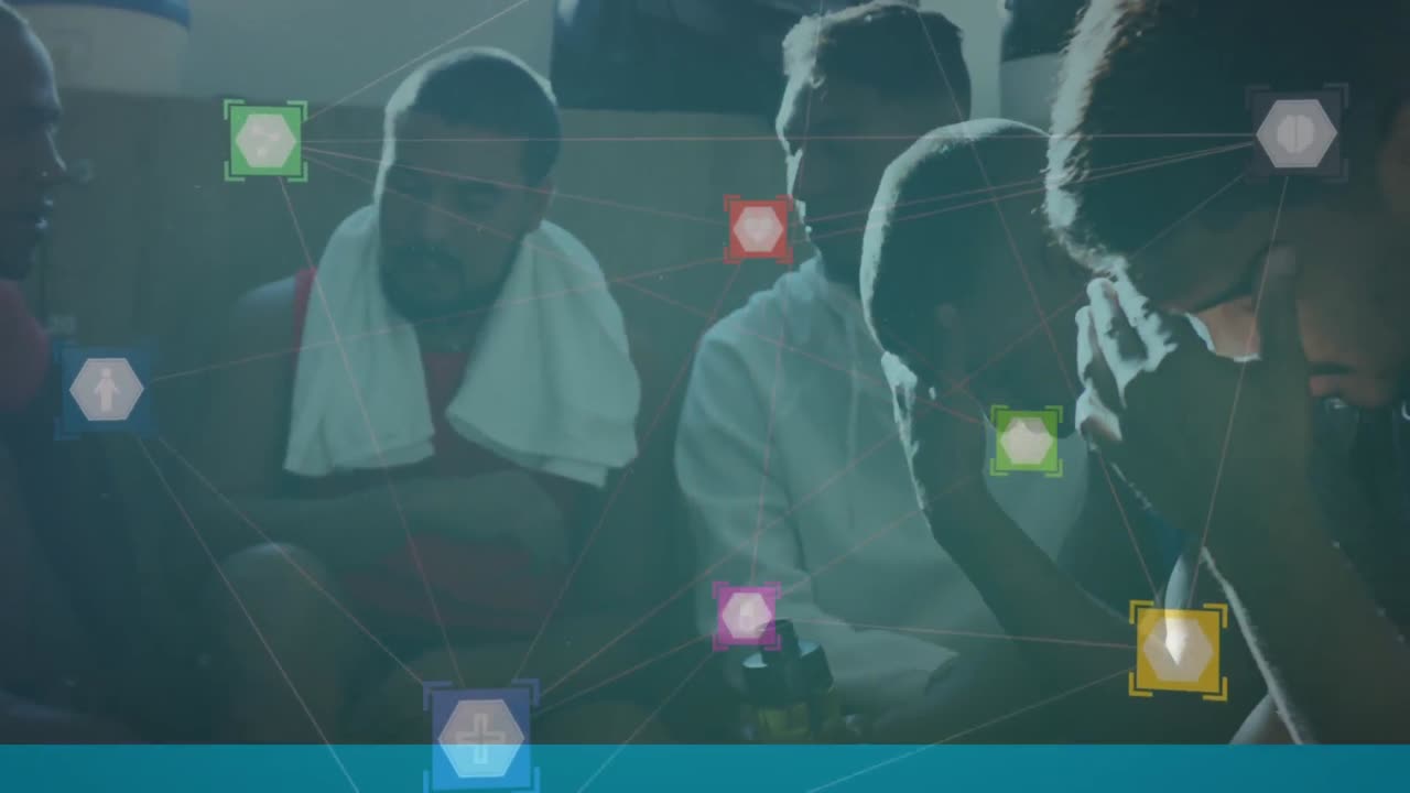 변기실에 앉아 있는 남자 축구 선수들의 실망한 팀에 대한 연결망