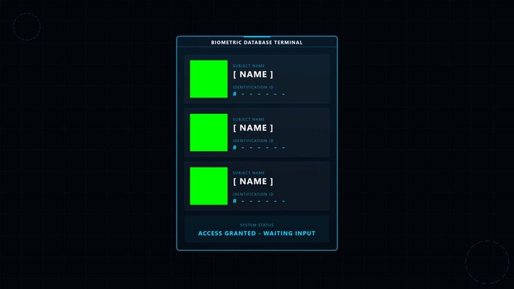 Digital Biometric Database Terminal Interface Scanning and Matching Data
