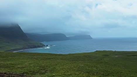 landscape of the scottish highlands near neist point at isle of skye - panning shot