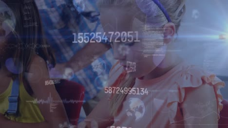 animation of data processing over diverse schoolchildren