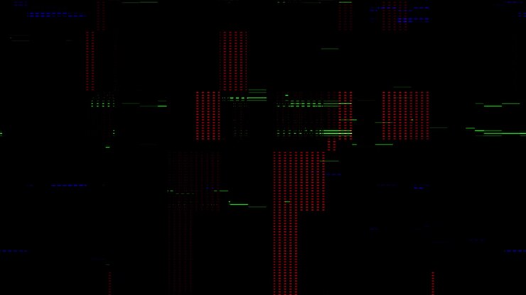 Digital Glitch Effect with Red and Green Data Noise