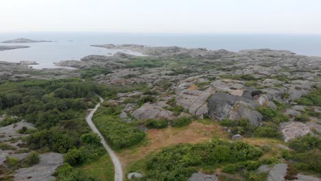 Aerial-Flyover-Of-Hono-Island,-Beautiful-Ocean-Destination-In-Gothenburg-Aarchipelago