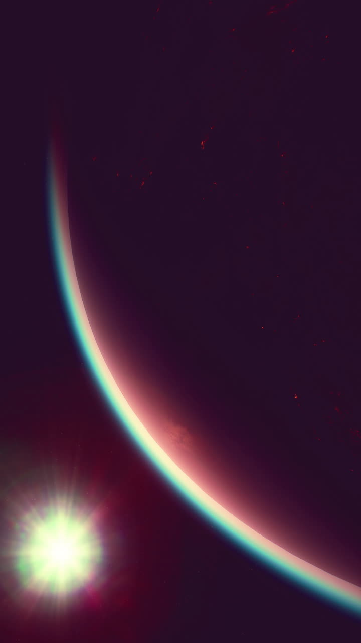 una impresionante vista de un planeta amanecer con una estrella brillante brillando en la distancia.