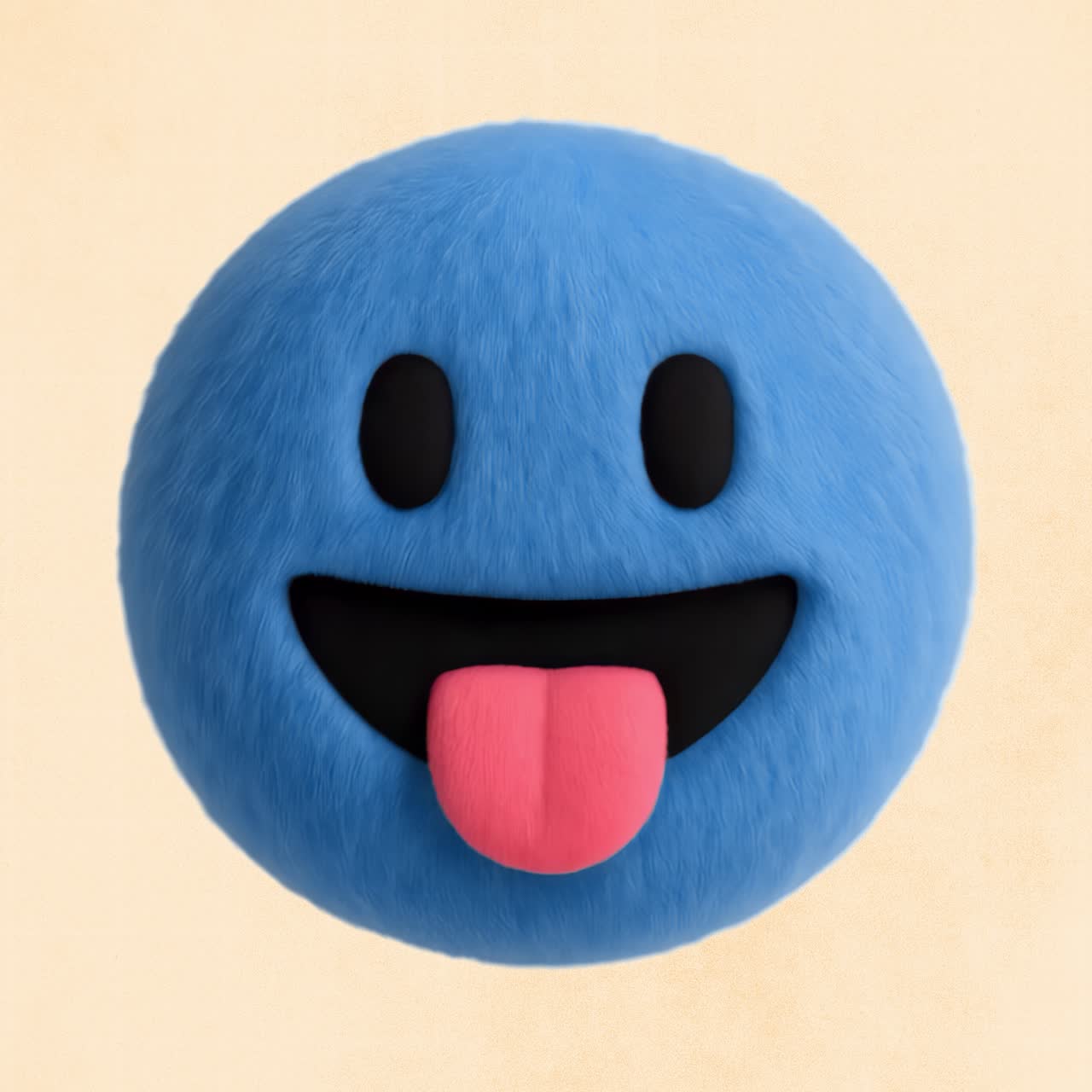 Furry blue emoji fun animation isolated asset, transparent 4K video, alpha channel, ProRes 4444