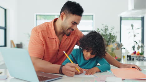 Home-school-father,-child-or-high-five-celebration