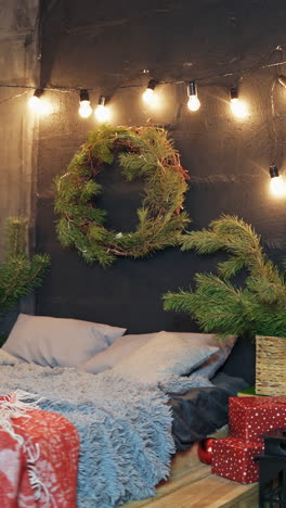 living room with christmas tree. beautiful living room decorated for christmas