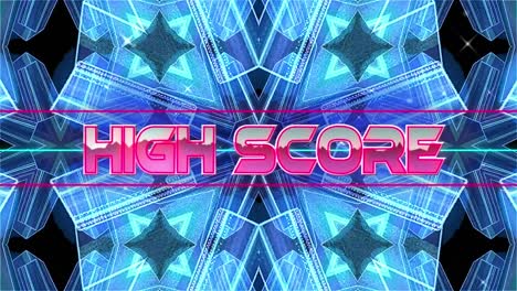 Animation-of-high-score-in-digital-abstract-kaleidoscopic-space