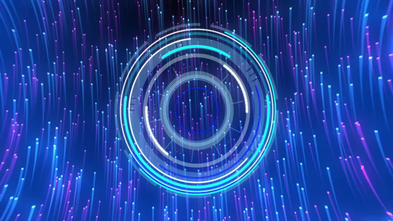 Animation of scope scanning and light trails on black background