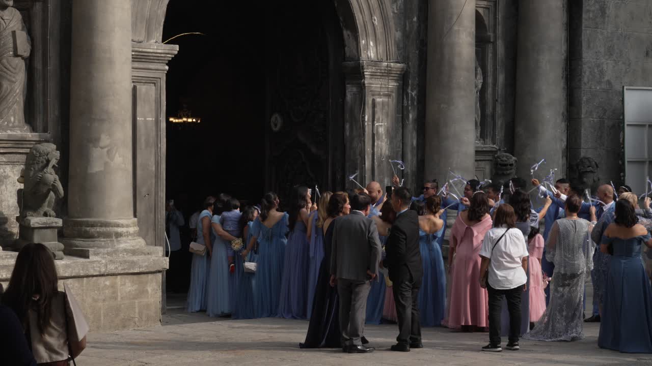 Wedding celebration outside Fort Santiago Manila Philippines Intramuros