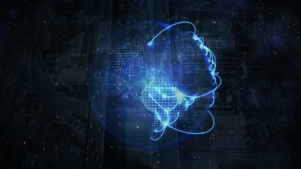 animación del globo con una red de conexiones brillantes