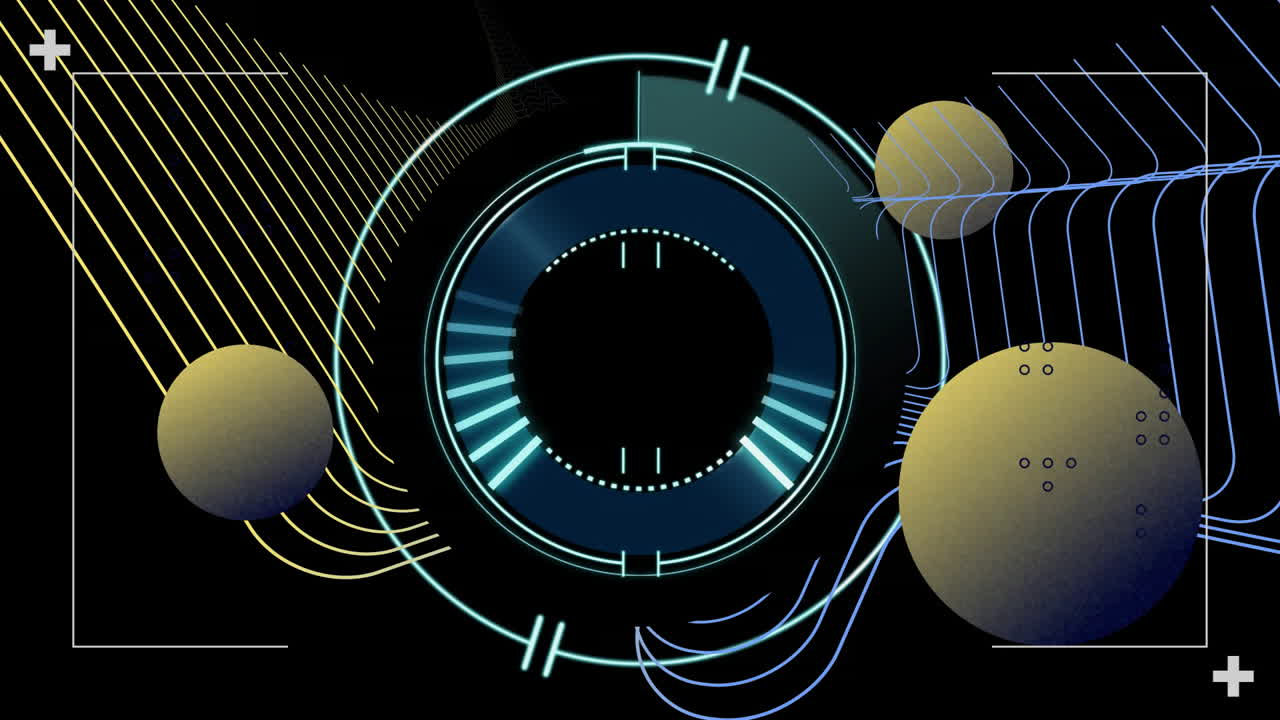 연결된 구에 대한 디지털 데이터 처리의 애니메이션