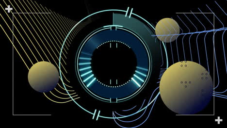 animation of digital data processing over spheres with connections