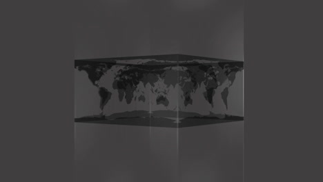 bloque transparente que muestra un mapa del mundo sobre un fondo gris