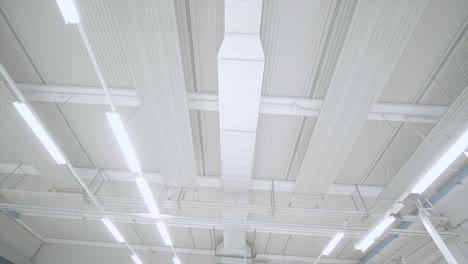 Industrial-Ceiling-With-Suspended-Lights,-Energy-And-conditioner-Plant