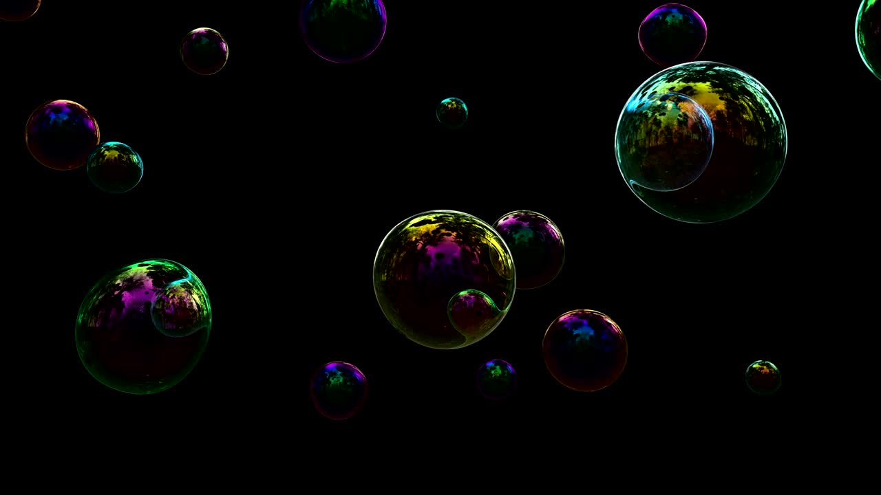 Soap bubbles floating and popping