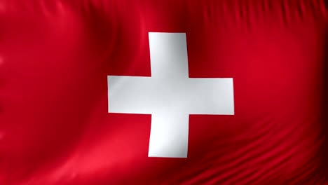 national flag of switzerland. seamless looping 4k full realistic swiss flag waving against background.
