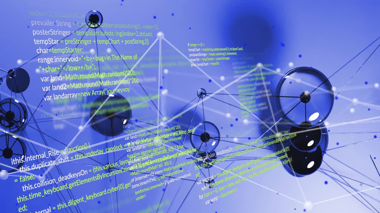Animation of network of connections and digital data processing