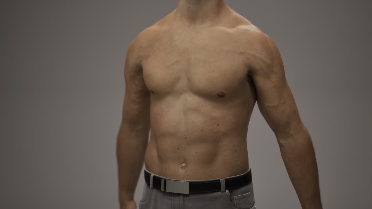 Homem sem camisa posando para foto