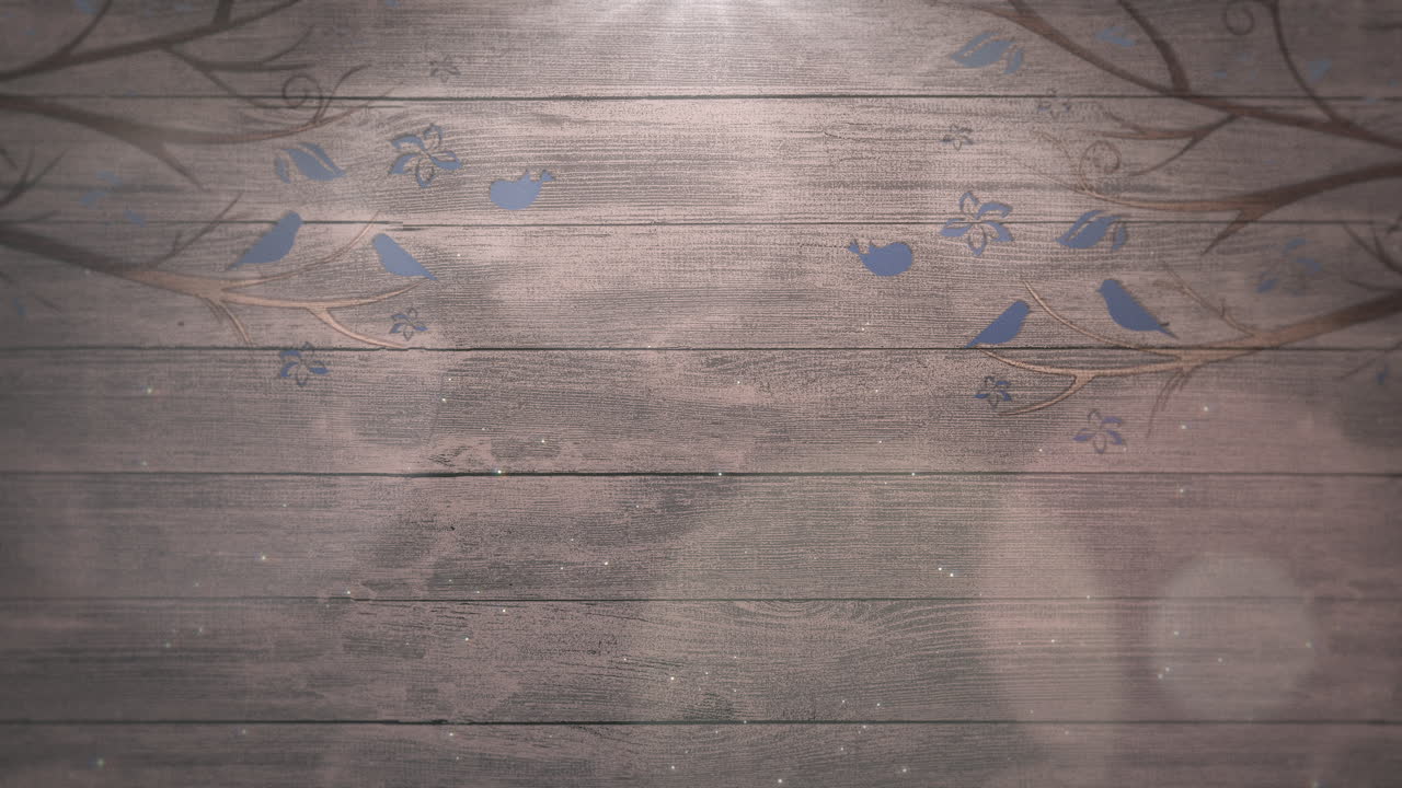 pájaros de movimiento de primer plano en árboles en madera con fondo de boda 2