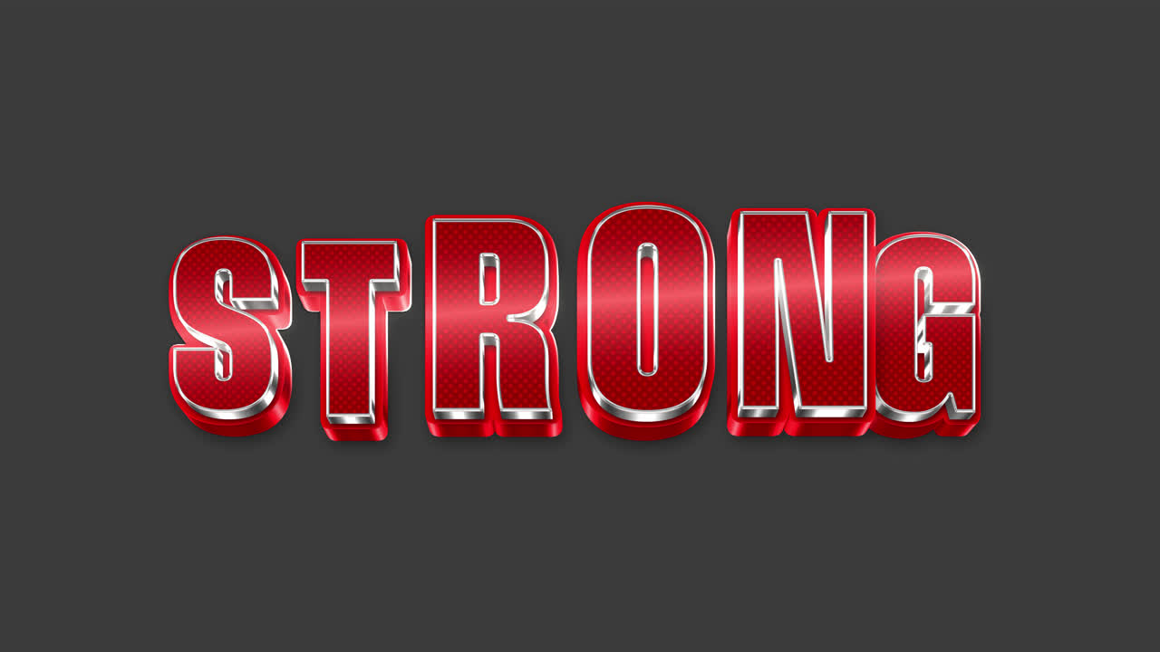 STRONG Red 3D Text with Metallic Effect