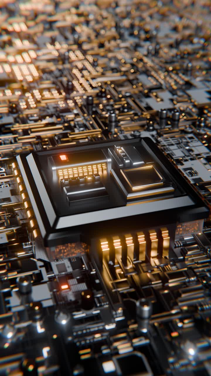 vista de cerca de un microchip y una placa de circuitos