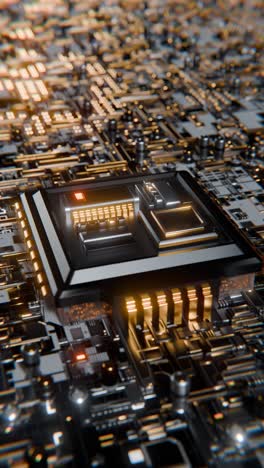 close-up view of a microchip and circuit board