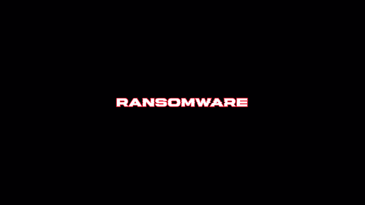 Ransomware Glitch-tekstanimation på sort baggrund
