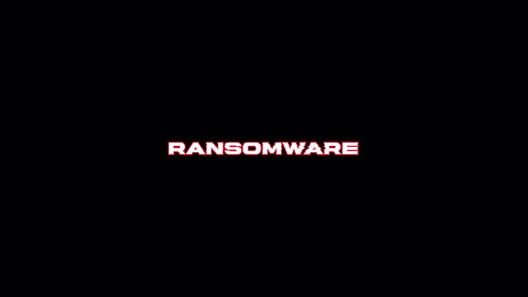 Ransomware Glitch Text Animation on Black Background