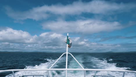 a boat leaving a wake behind