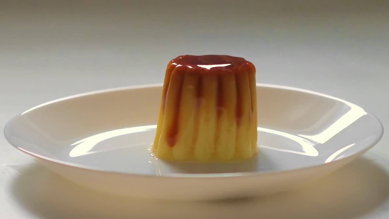 Pudding Served in Slow Motion Delicious Dessert 4k