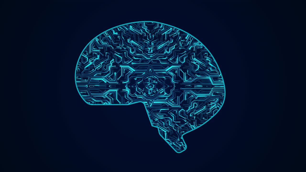 4k loop background of futuristic hightech motherboard cpu processor microchip starting artificial