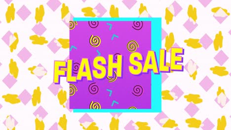 Flash-Sale-Text-Auf-Lila-Banner-Vor-Abstrakten-Bunten-Formen-Auf-Weißem-Hintergrund