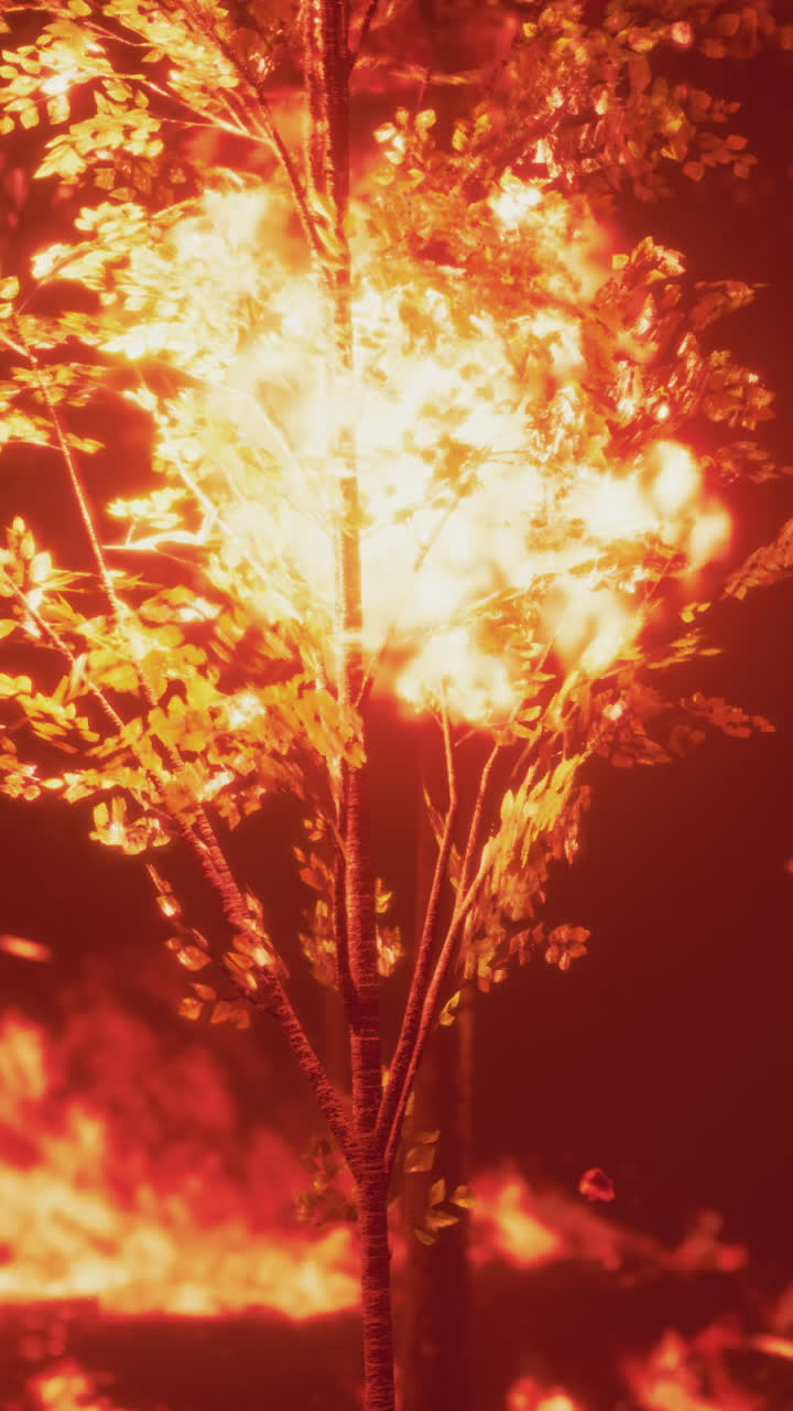 밤에 불타는 나무